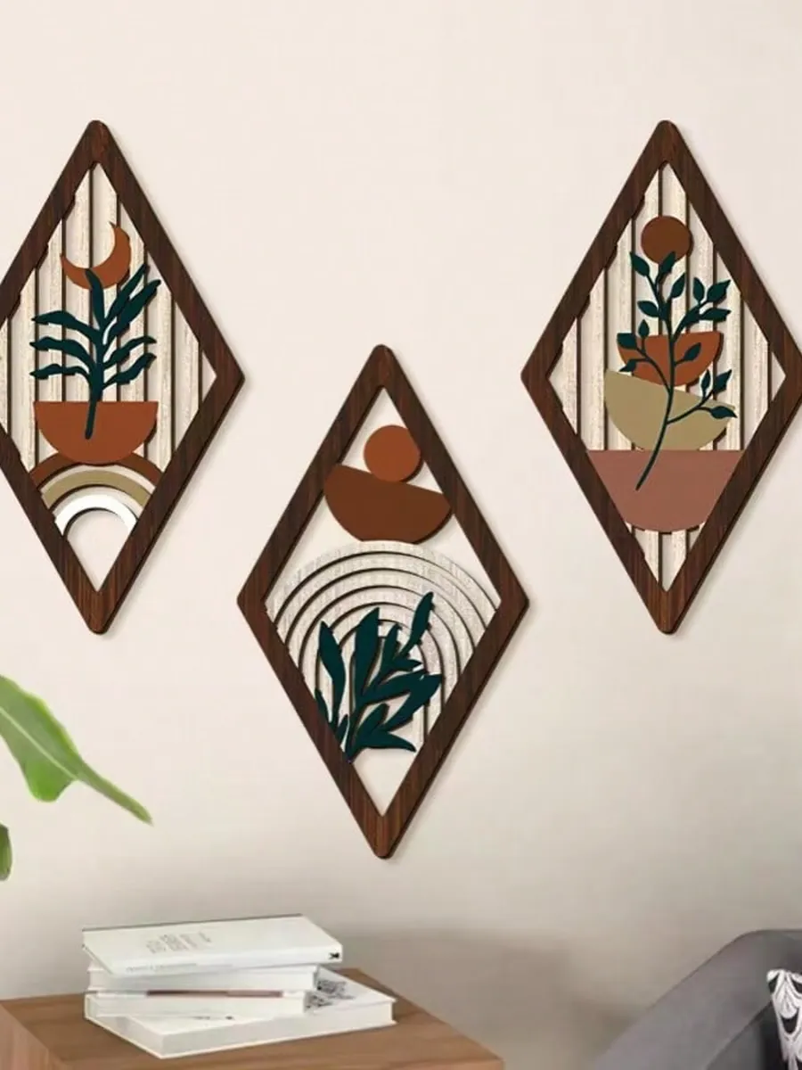 Wooden Flower Wall Decor Set
