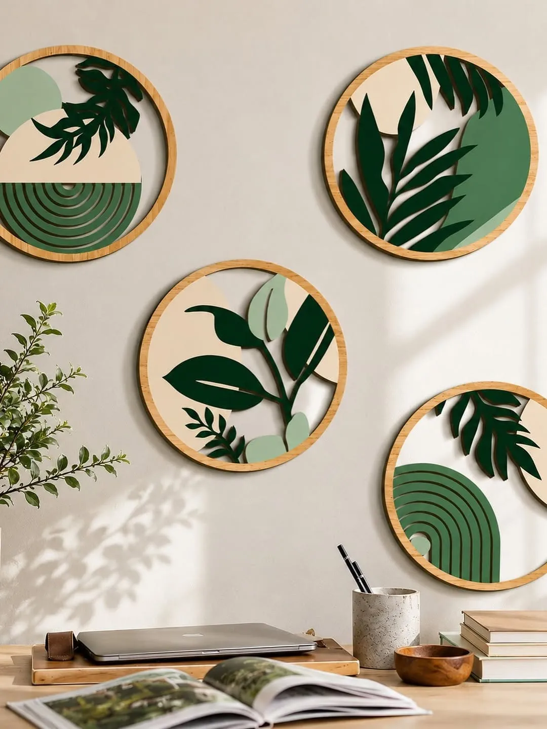 Wooden Flower Wall Decor Set