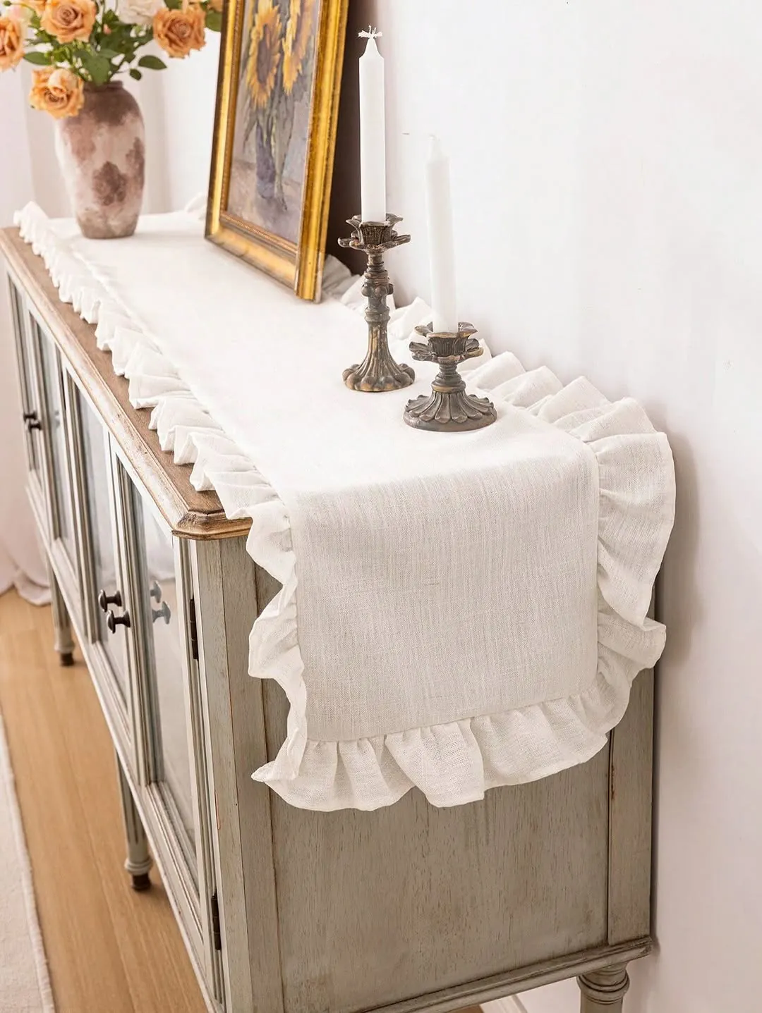 Rust Ruffled Table Runner