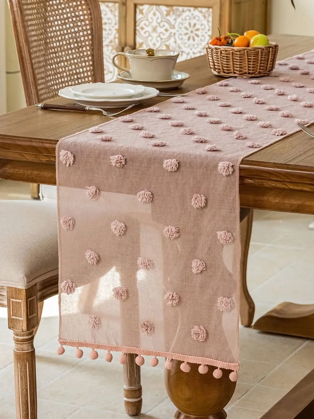 Rust Ruffled Table Runner