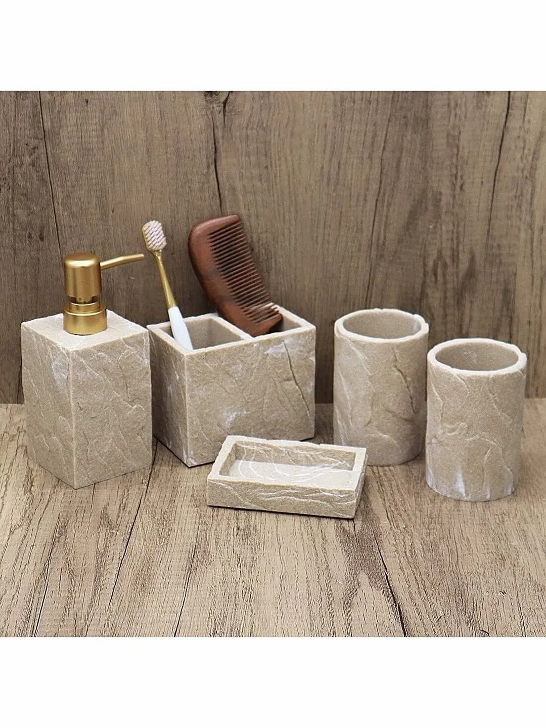 Marble Finish Bathroom Accessory Set