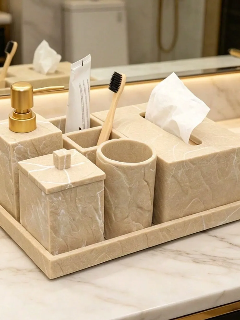 Marble Finish Bathroom Accessory Set