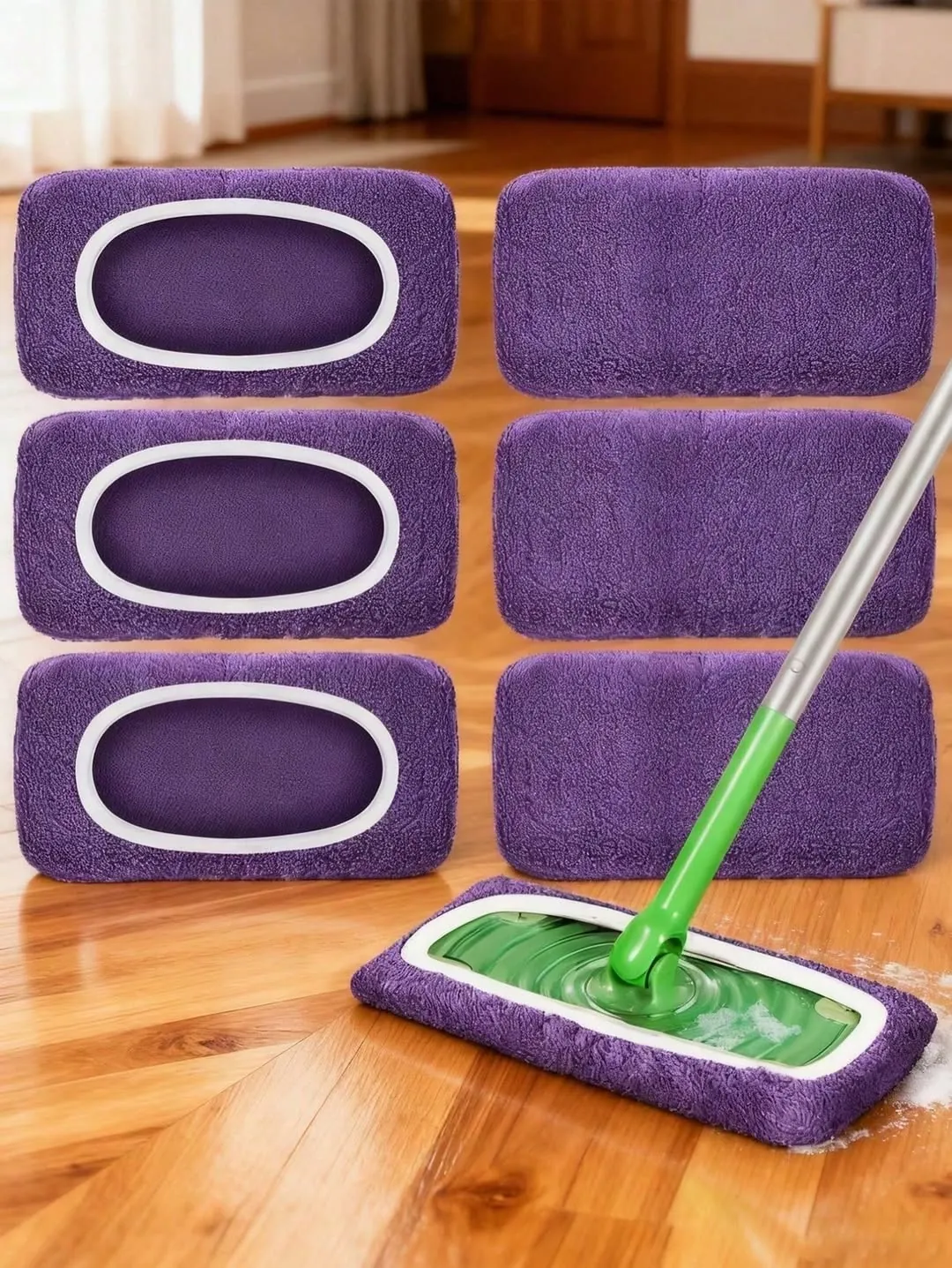 Purple Microfiber Flat Mop Pads Refill Set