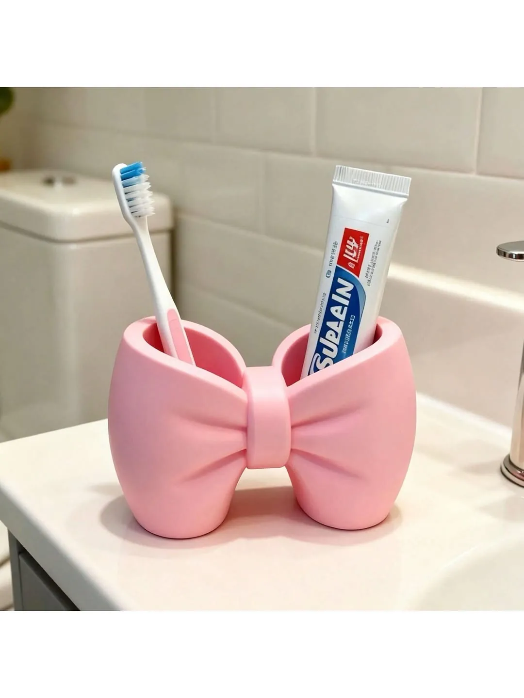 Pink Bow Toothbrush Holder