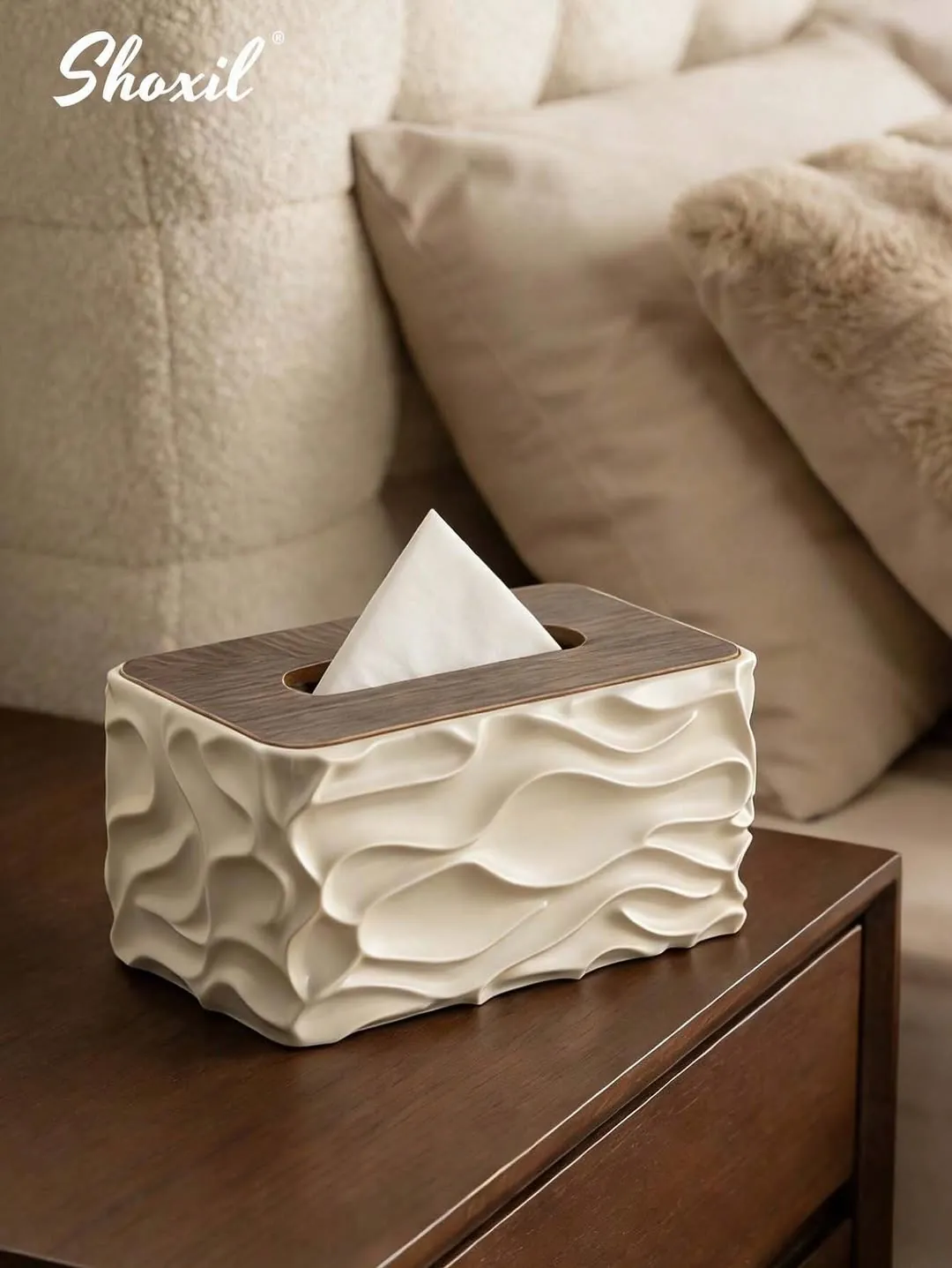 Wall-Mounted Wooden Toilet Paper Holder with Shelves