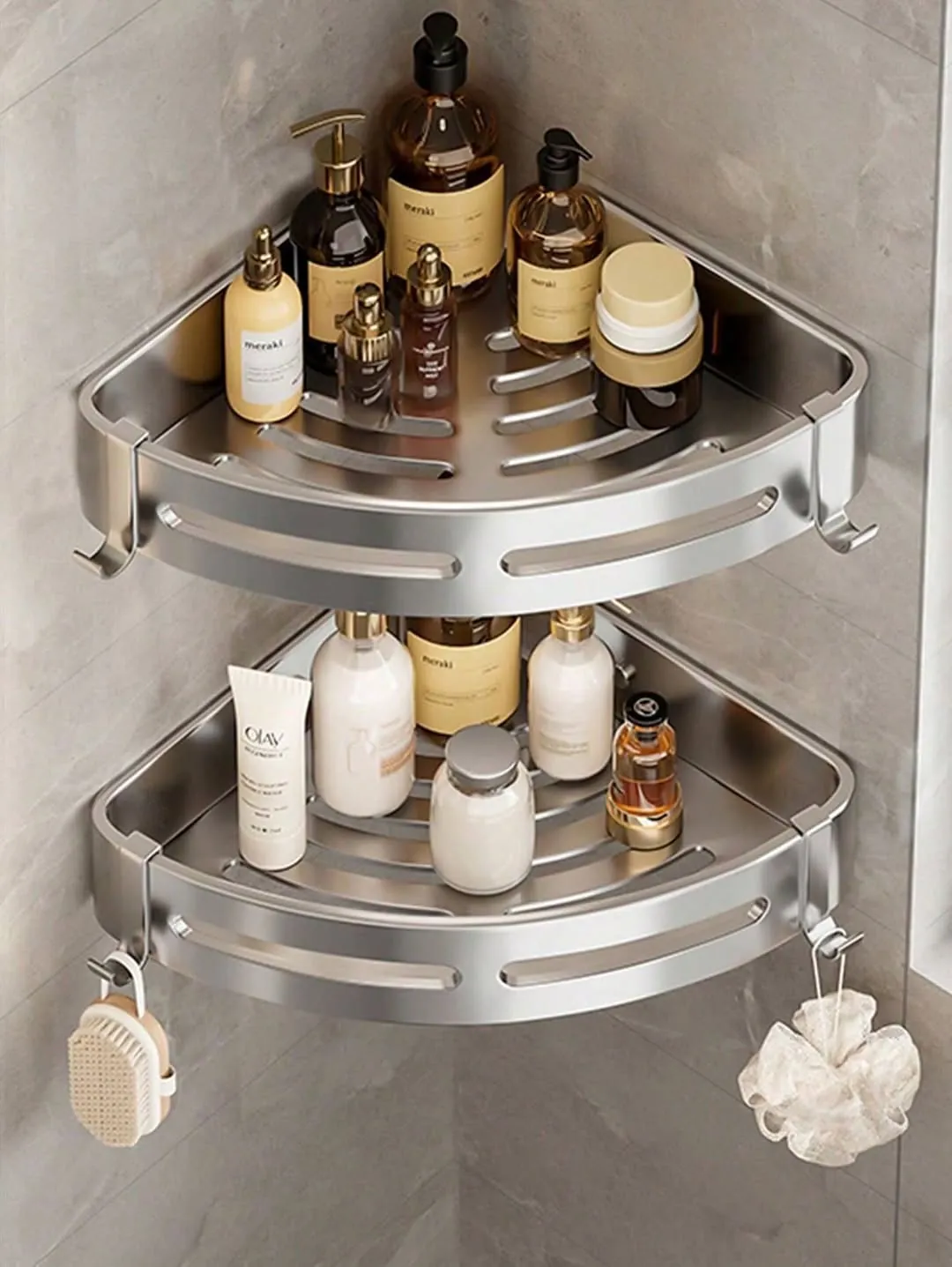 Wall-Mounted Wooden Toilet Paper Holder with Shelves
