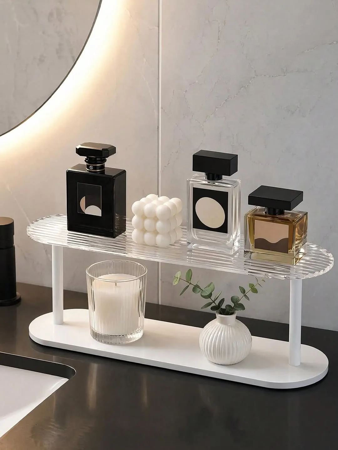 Wall-Mounted Wooden Toilet Paper Holder with Shelves