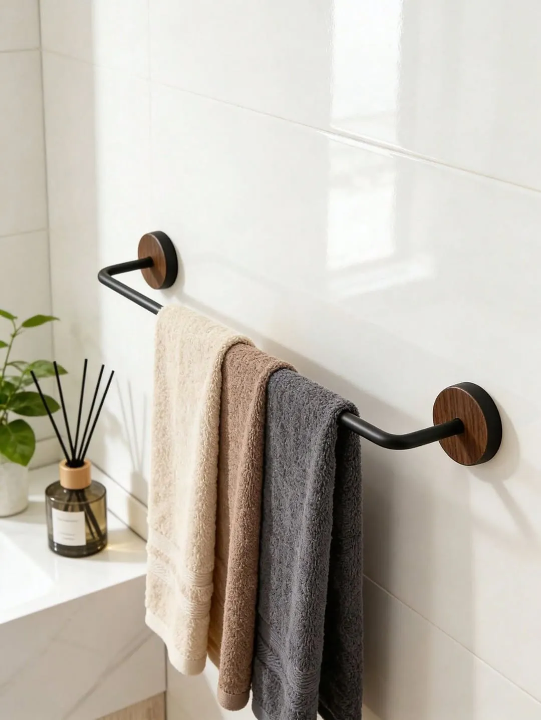 Wall-Mounted Wooden Toilet Paper Holder with Shelves