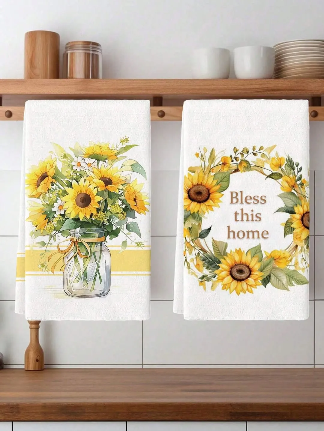 Sunflower Print Kitchen Towels