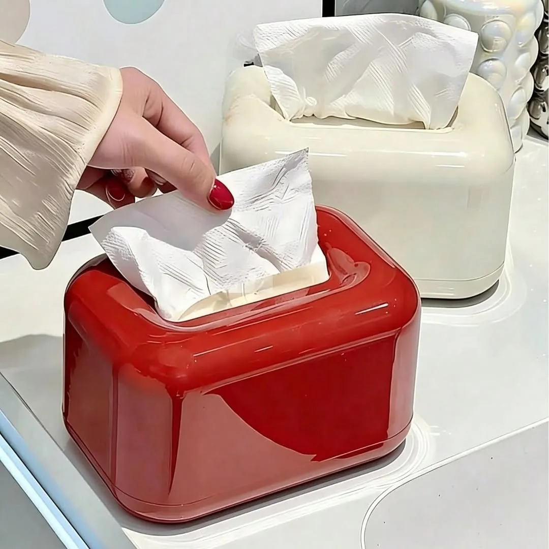 Wavy Tissue Box with Wooden Top