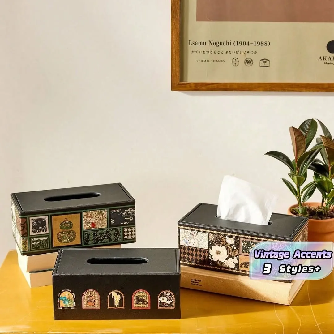 Wavy Tissue Box with Wooden Top
