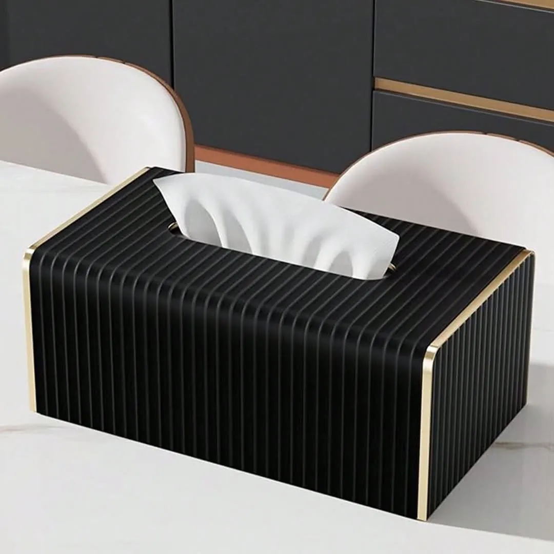 Wavy Tissue Box with Wooden Top