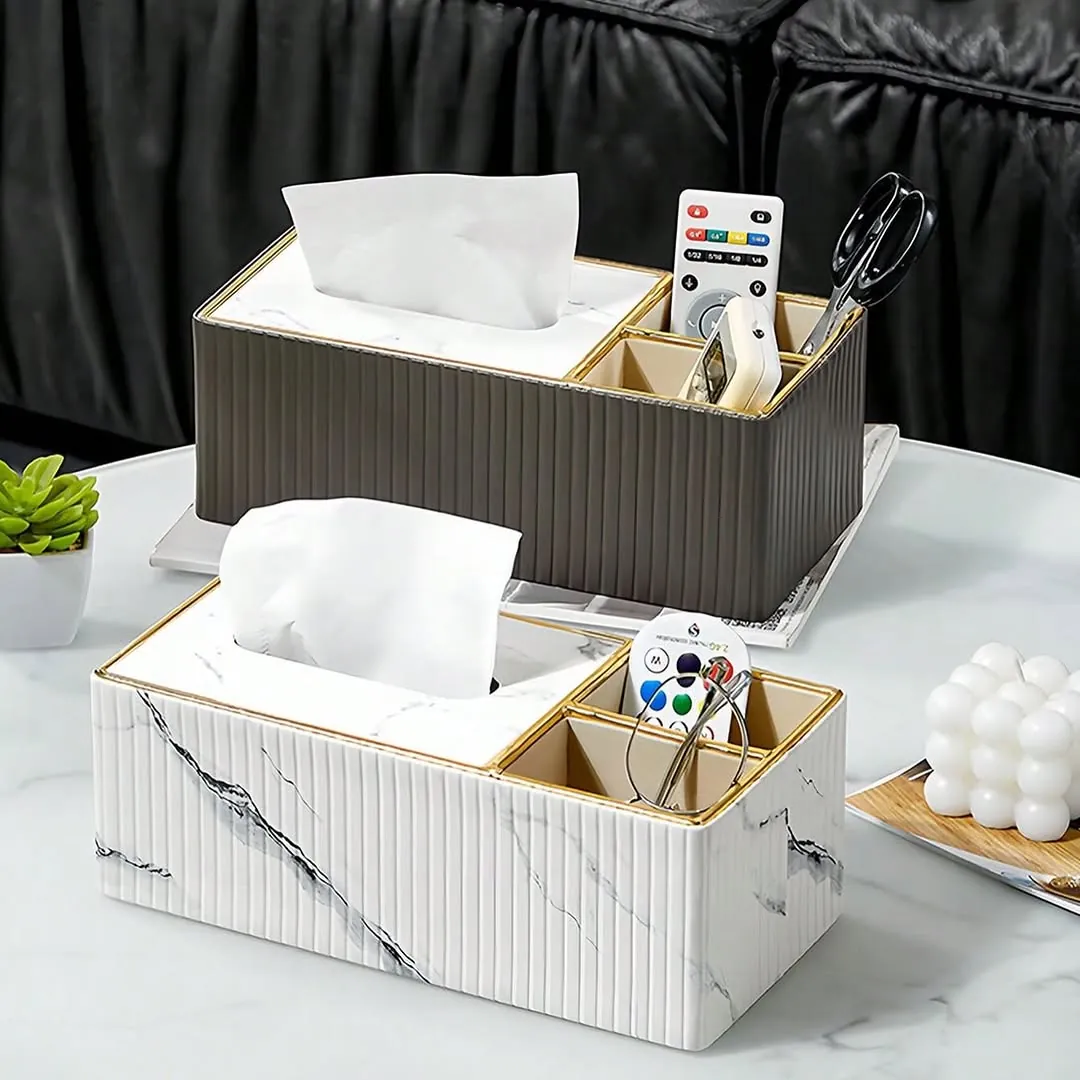 Wavy Tissue Box with Wooden Top