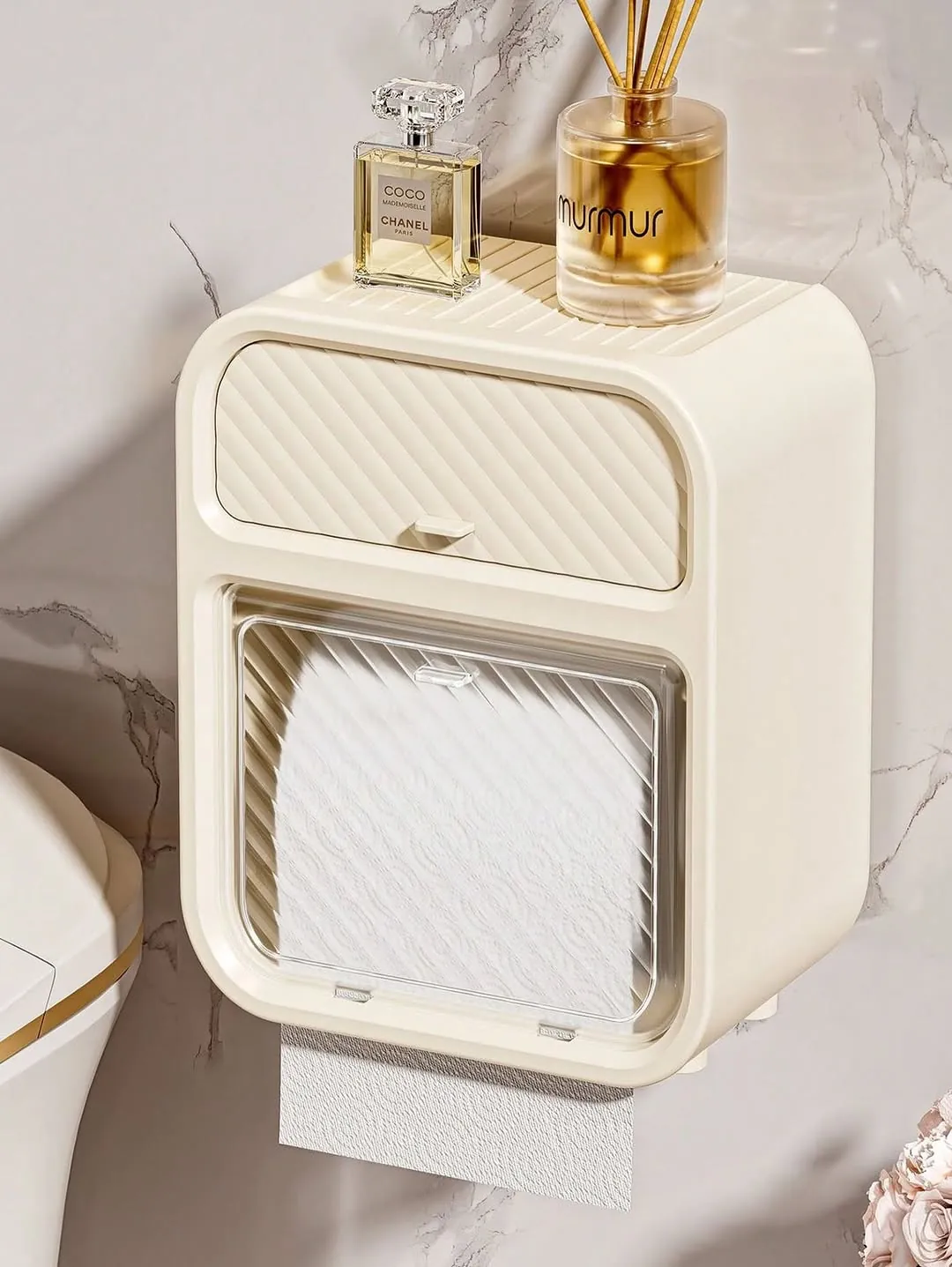 Wall-Mounted Toilet Paper Holder with Shelf