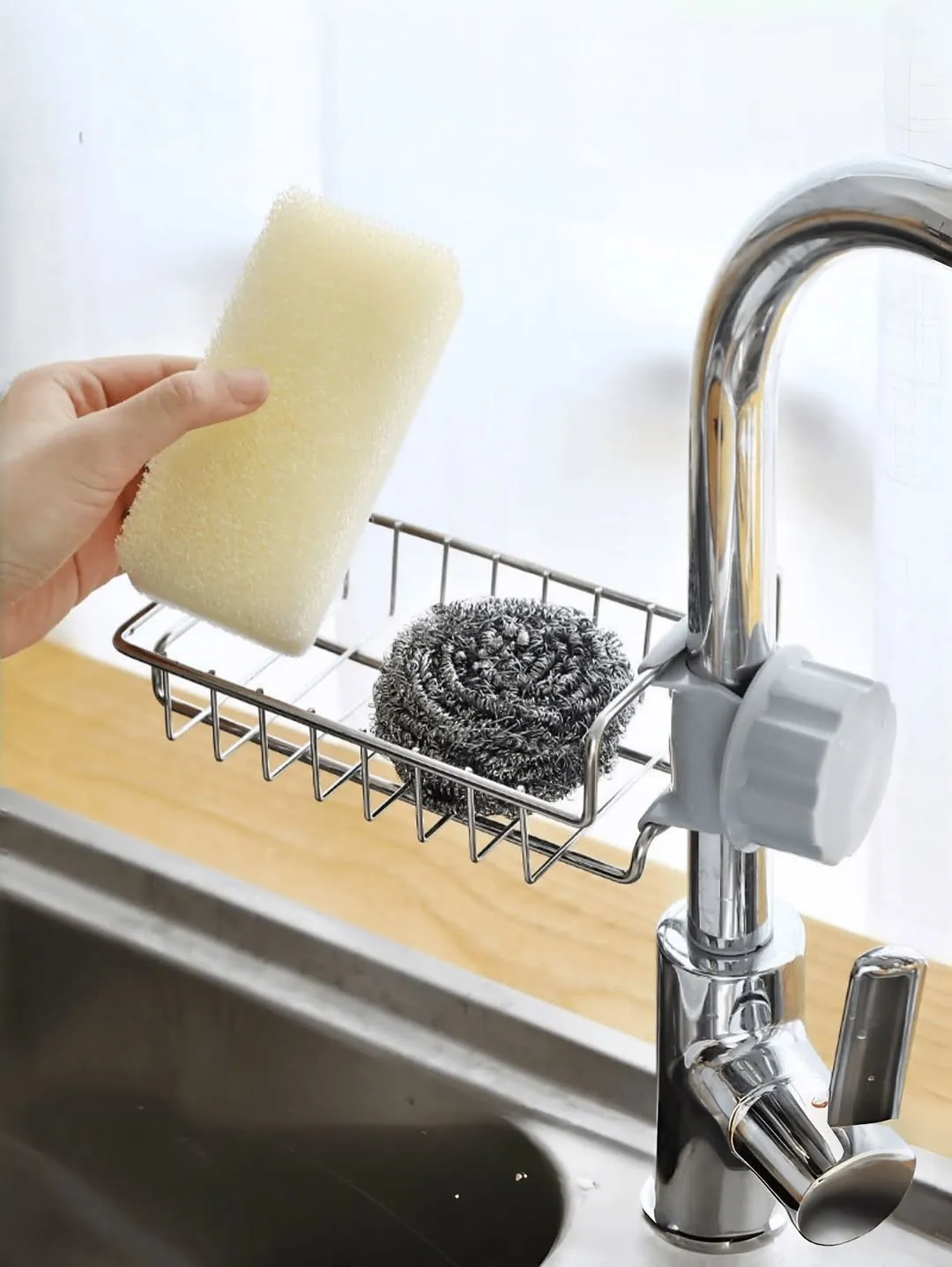 Black Metal Kitchen Sink Sponge Holder Caddy