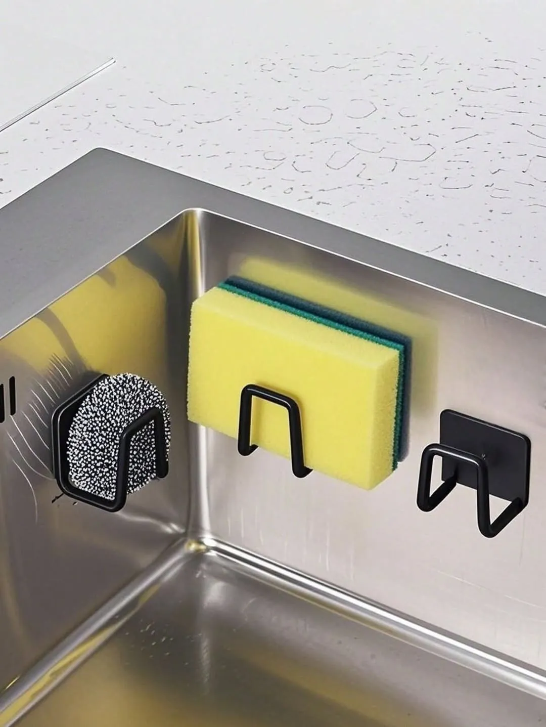 Black Metal Kitchen Sink Sponge Holder Caddy