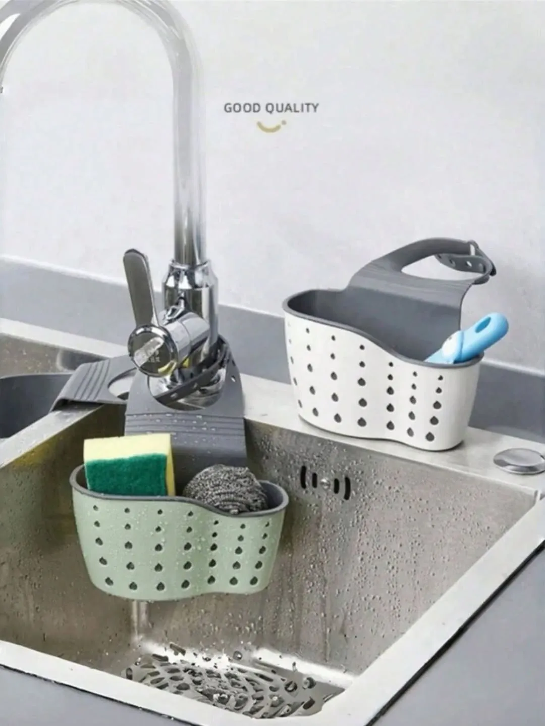 Black Metal Kitchen Sink Sponge Holder Caddy