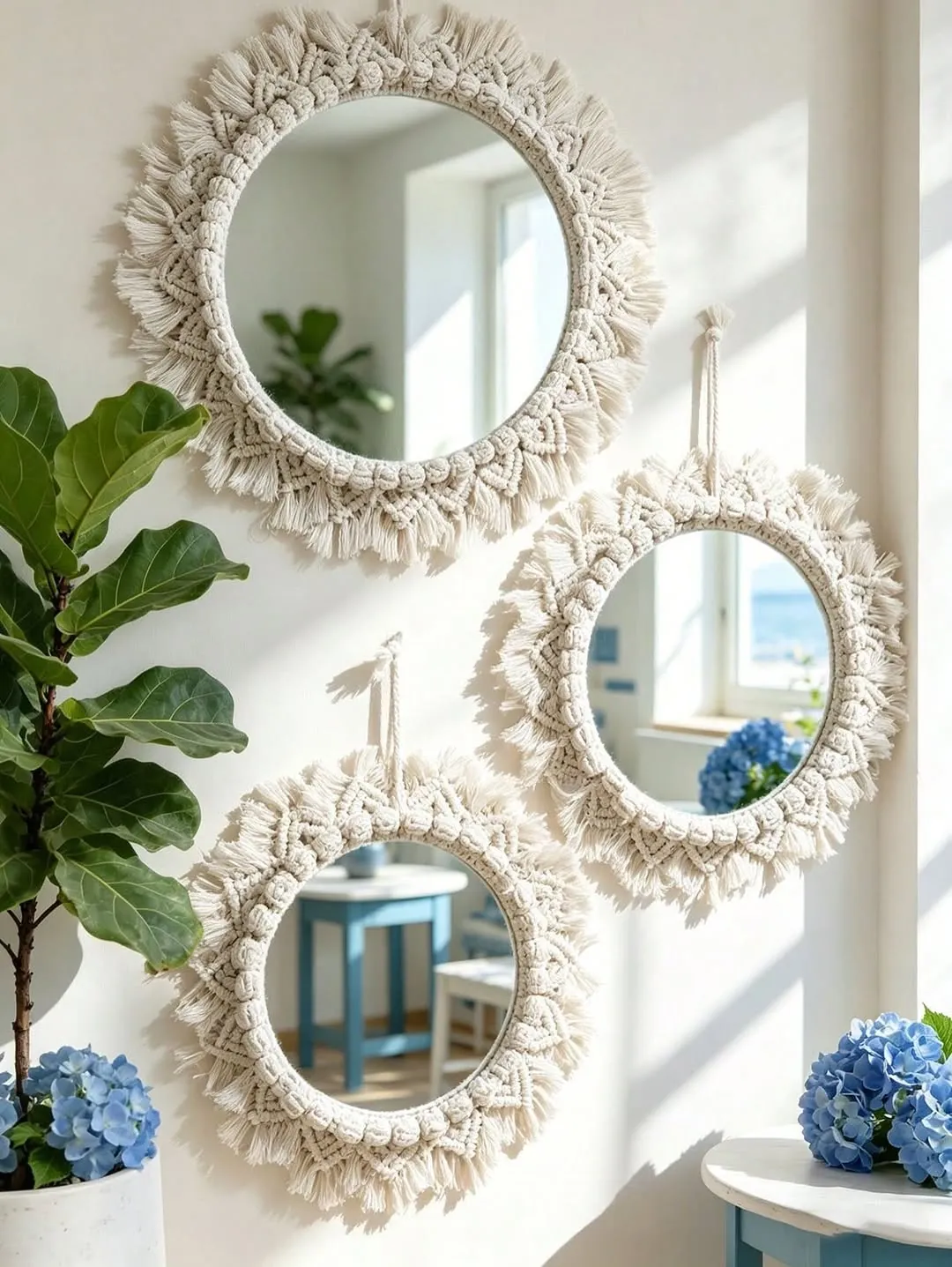 Macrame Round Wall Mirror