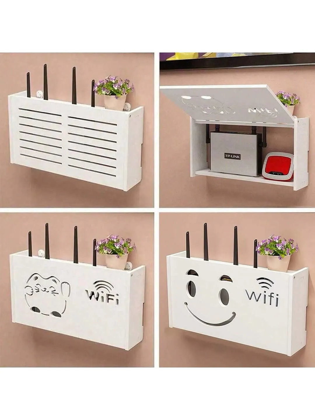 Wall-Mounted Router and Power Strip Shelf