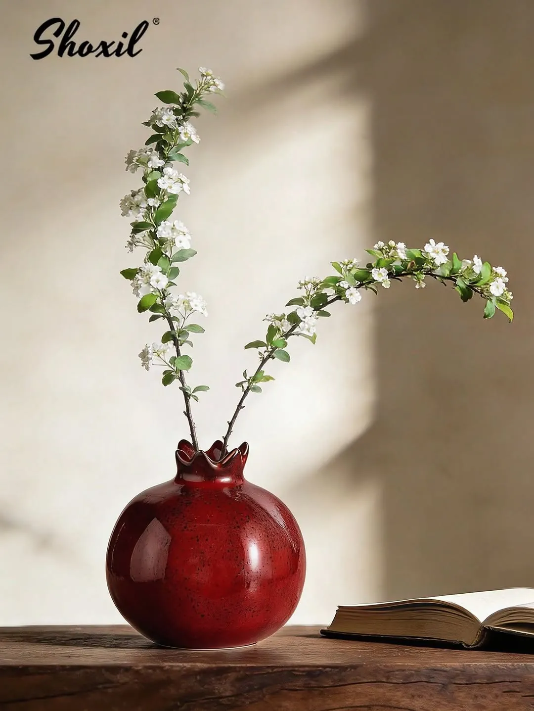 Shoxil Red Pomegranate Ceramic Vase