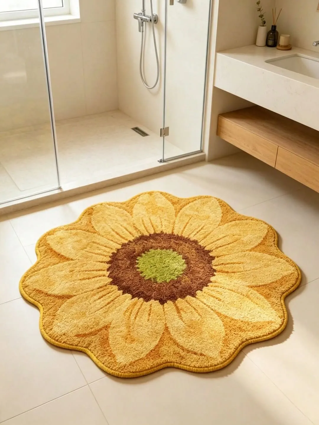 Flower Shaped Plush Rug