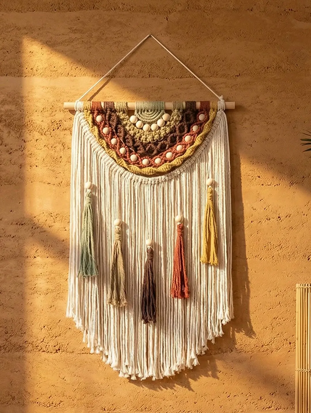 Decorative Round Rope and Pearl Wall Mirror