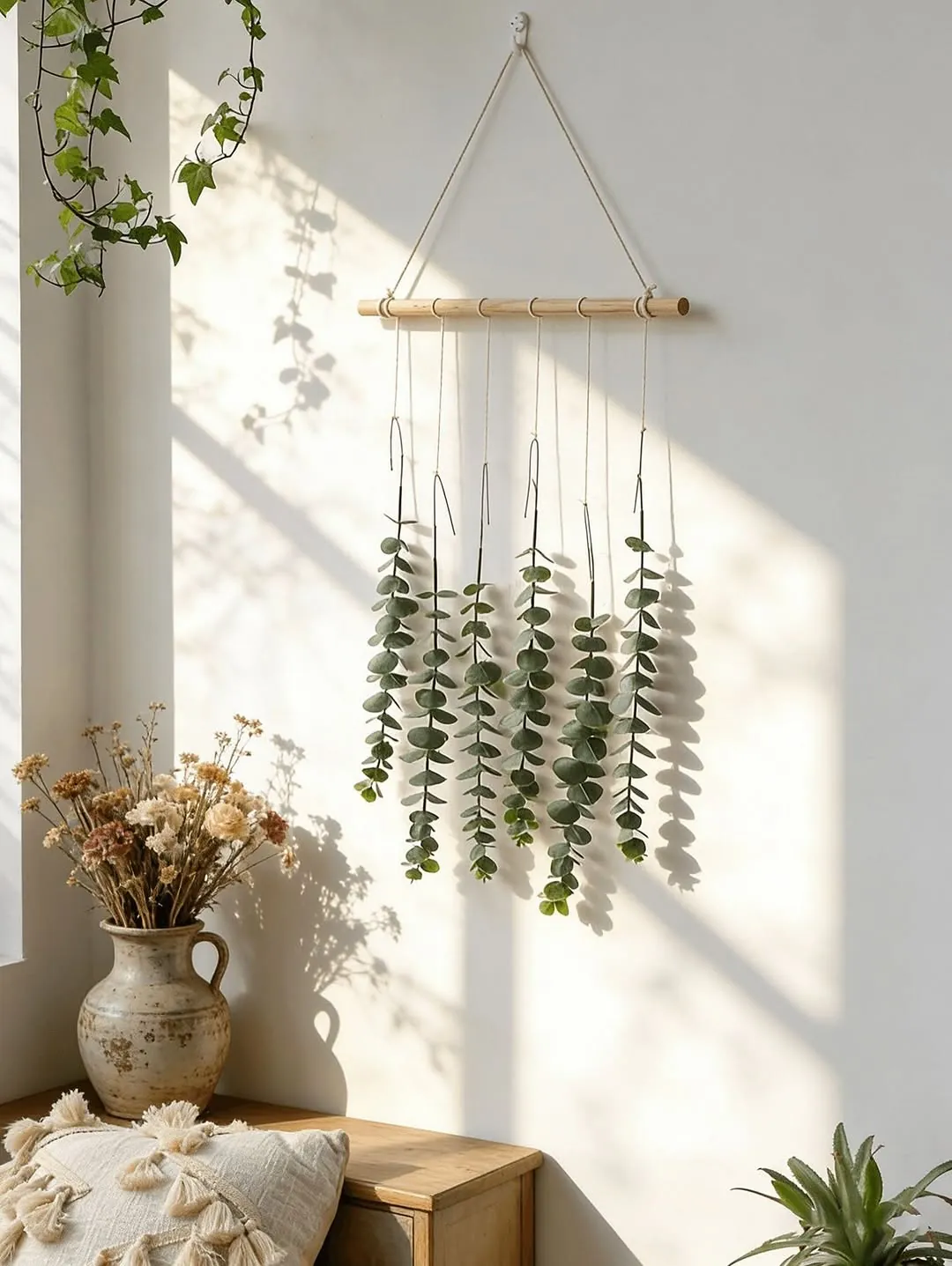 Decorative Round Rope and Pearl Wall Mirror