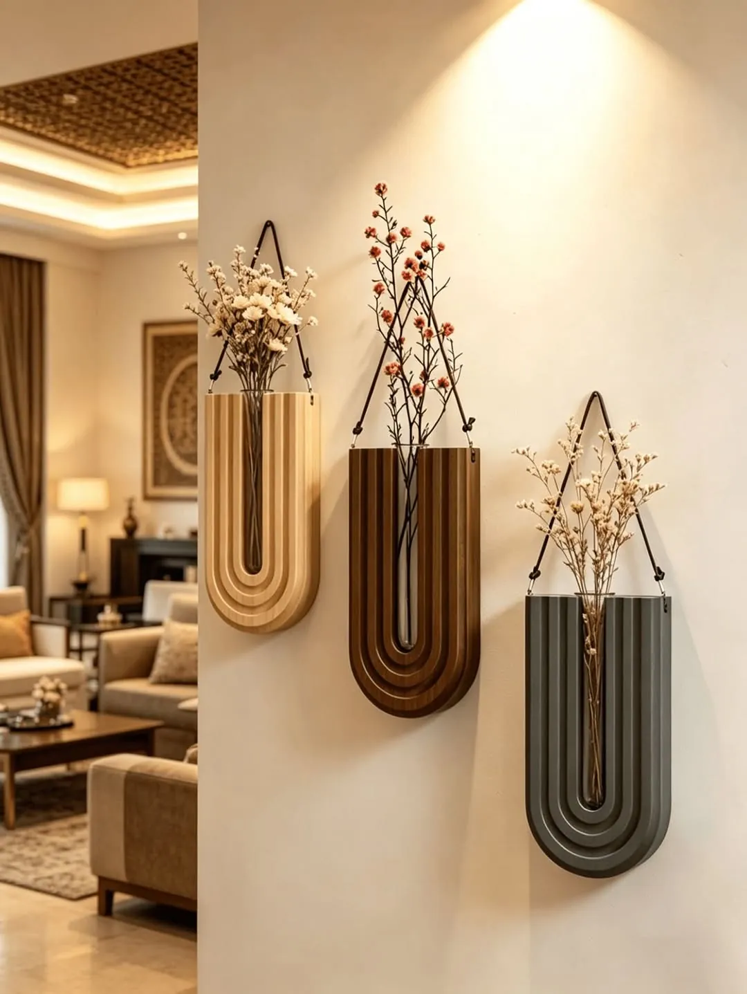 Decorative Round Rope and Pearl Wall Mirror