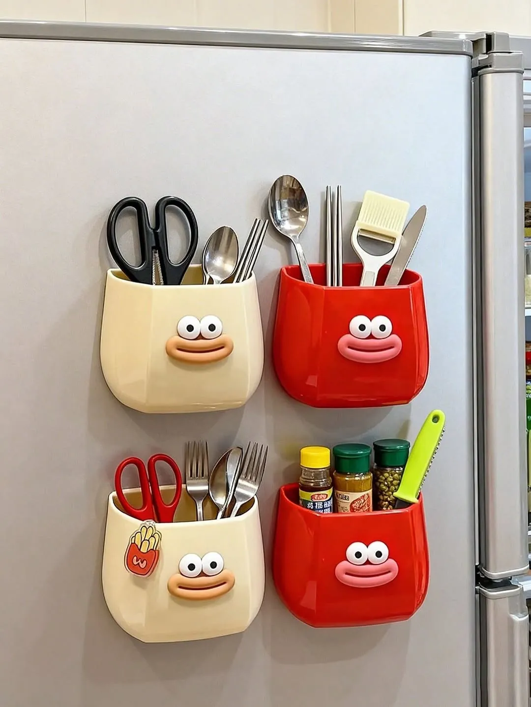 Cute Face Magnetic Fridge Utensil Holders