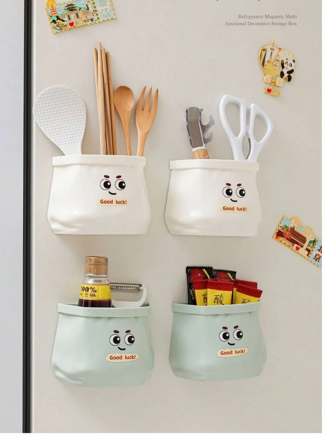 Cute Face Magnetic Fridge Utensil Holders