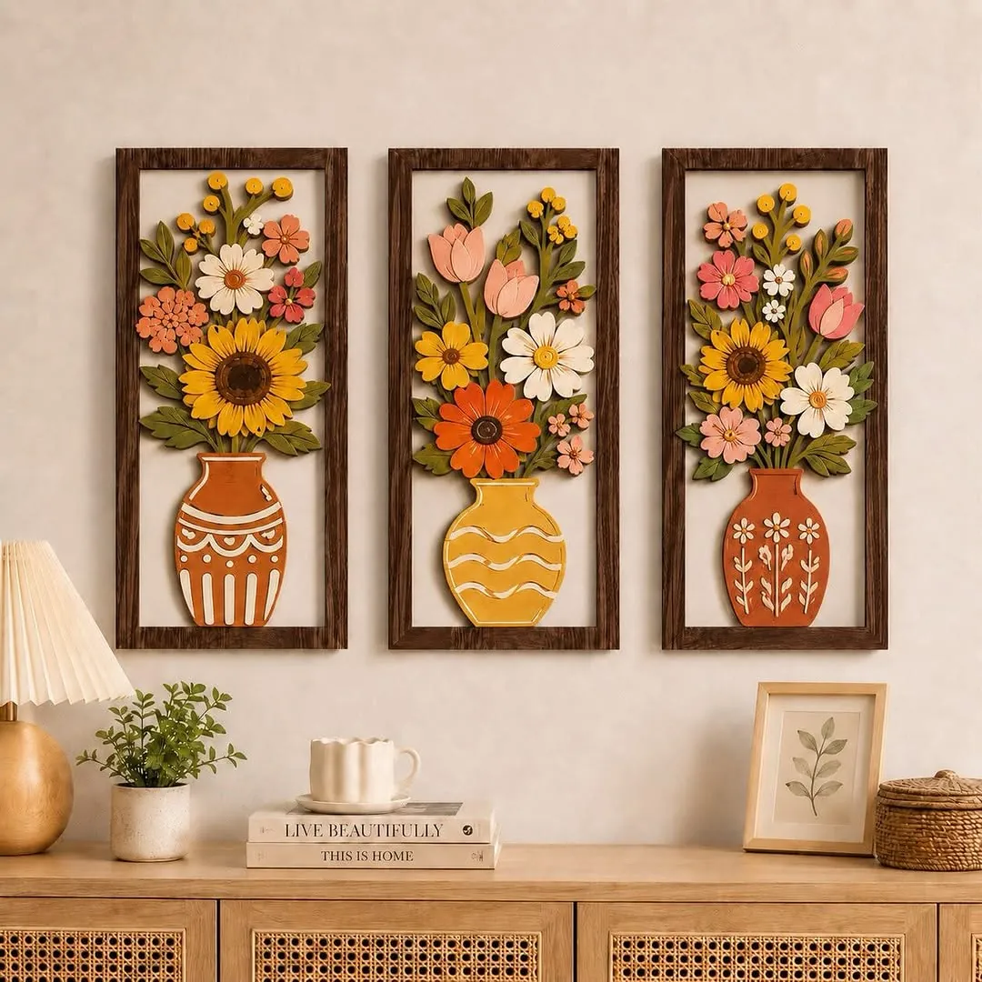 Circular Leaf Wall Art Set