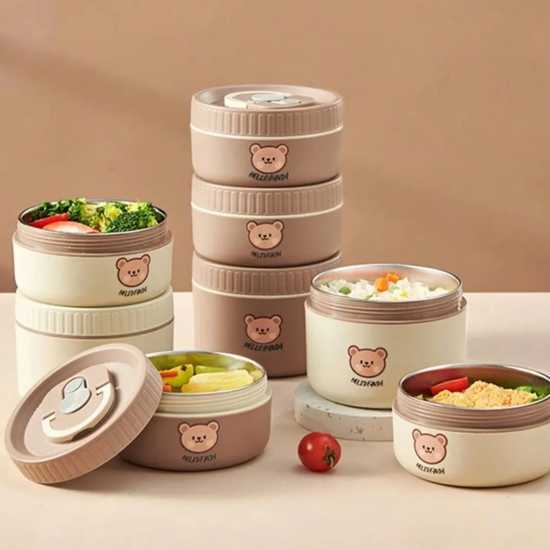 Cute Bear Design Lunch Box Set