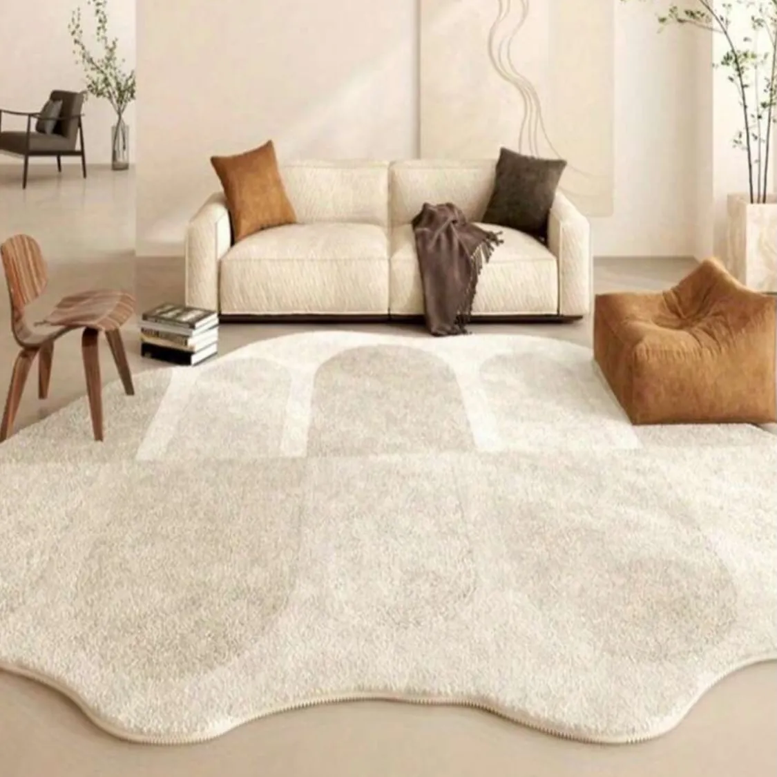 Modern Abstract Blue and Grey Area Rug