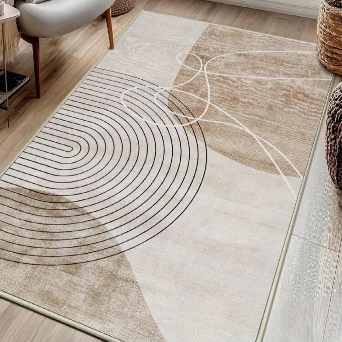 Modern Abstract Blue and Grey Area Rug