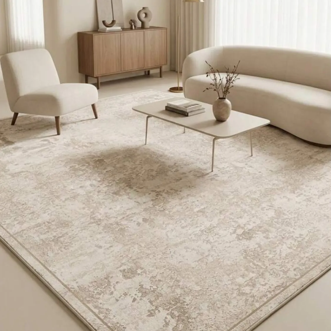 Modern Abstract Blue and Grey Area Rug