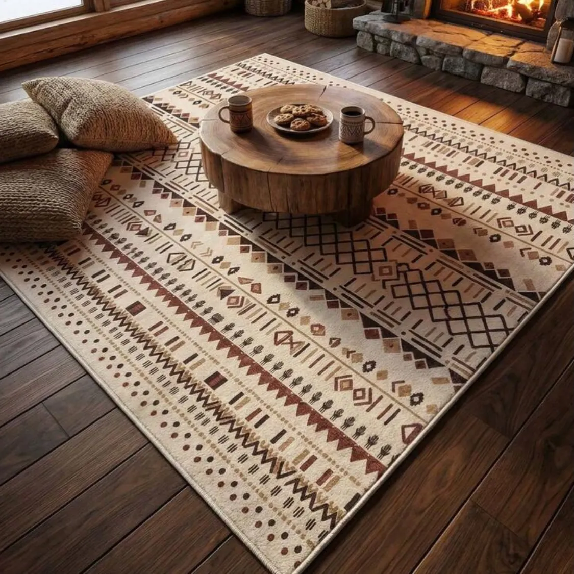 Modern Abstract Blue and Grey Area Rug