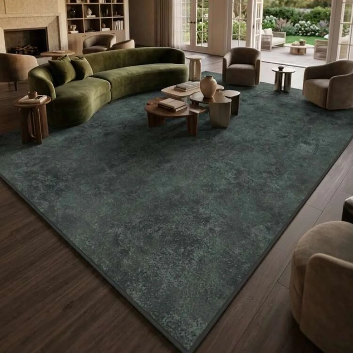 Modern Abstract Blue and Grey Area Rug