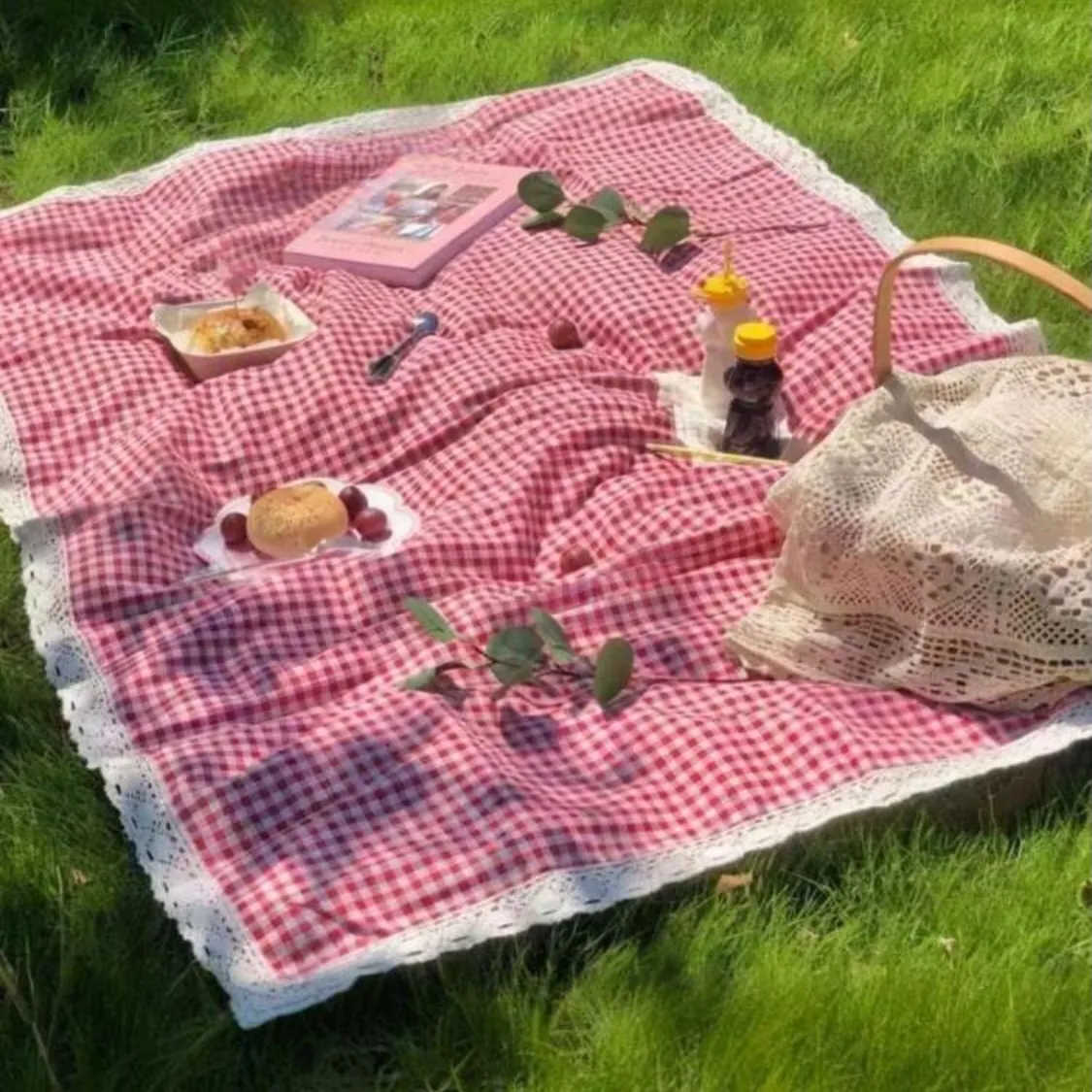 Red and White Gingham Picnic Blanket