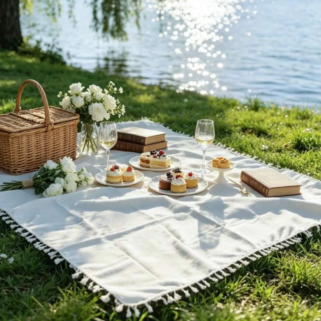 Red and White Gingham Picnic Blanket