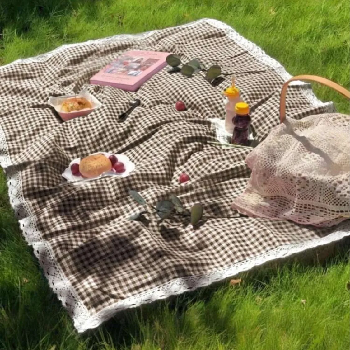Red and White Gingham Picnic Blanket