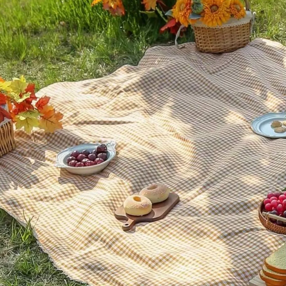 Red and White Gingham Picnic Blanket