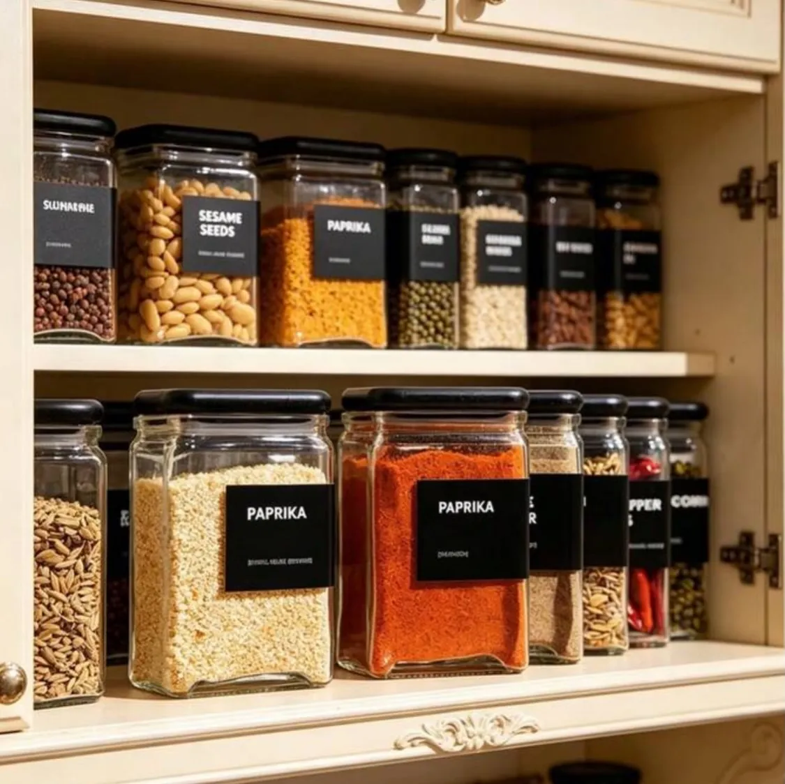Glass Spice Jars with Labels