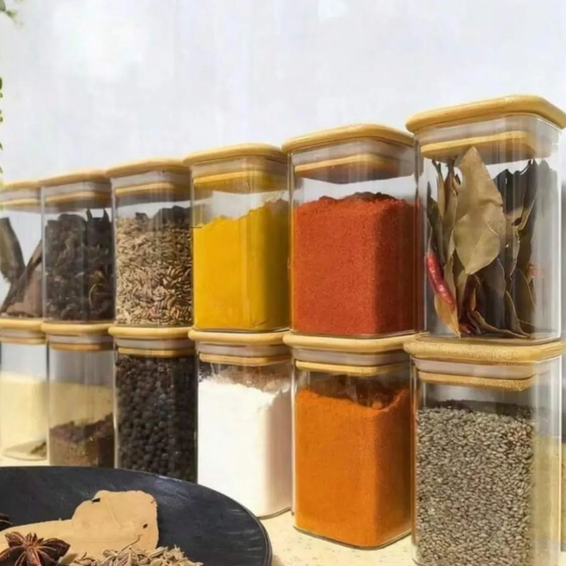 Glass Spice Jars with Labels