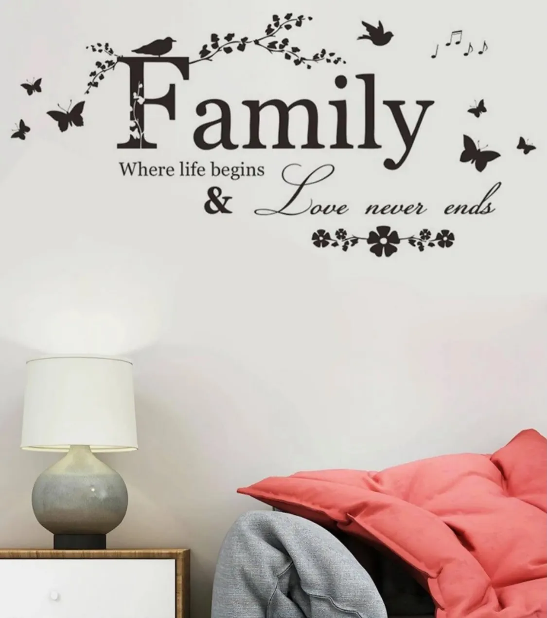 Floral Wall Decal with Birds and Cage
