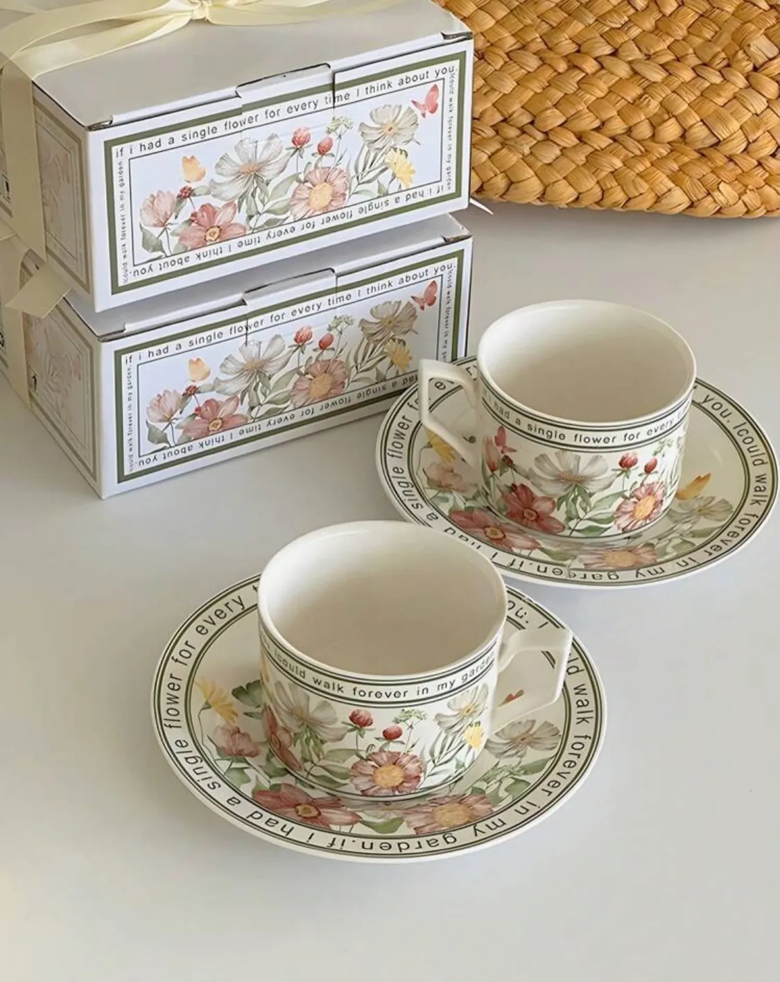 Floral Design Cup and Saucer Set