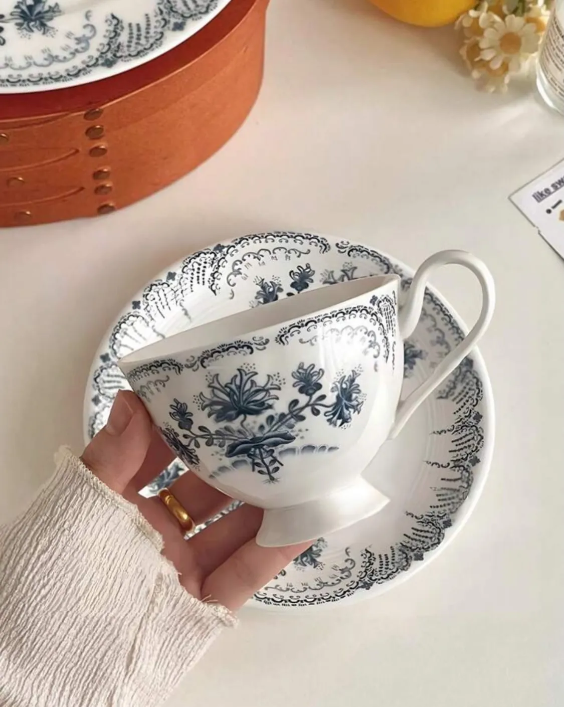 Floral Design Cup and Saucer Set