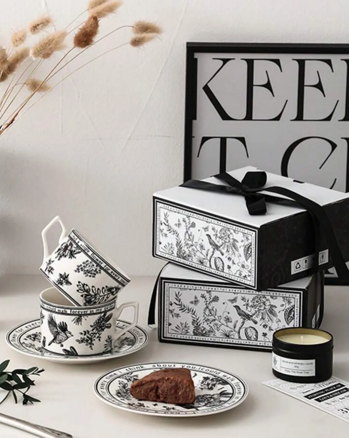 Floral Design Cup and Saucer Set