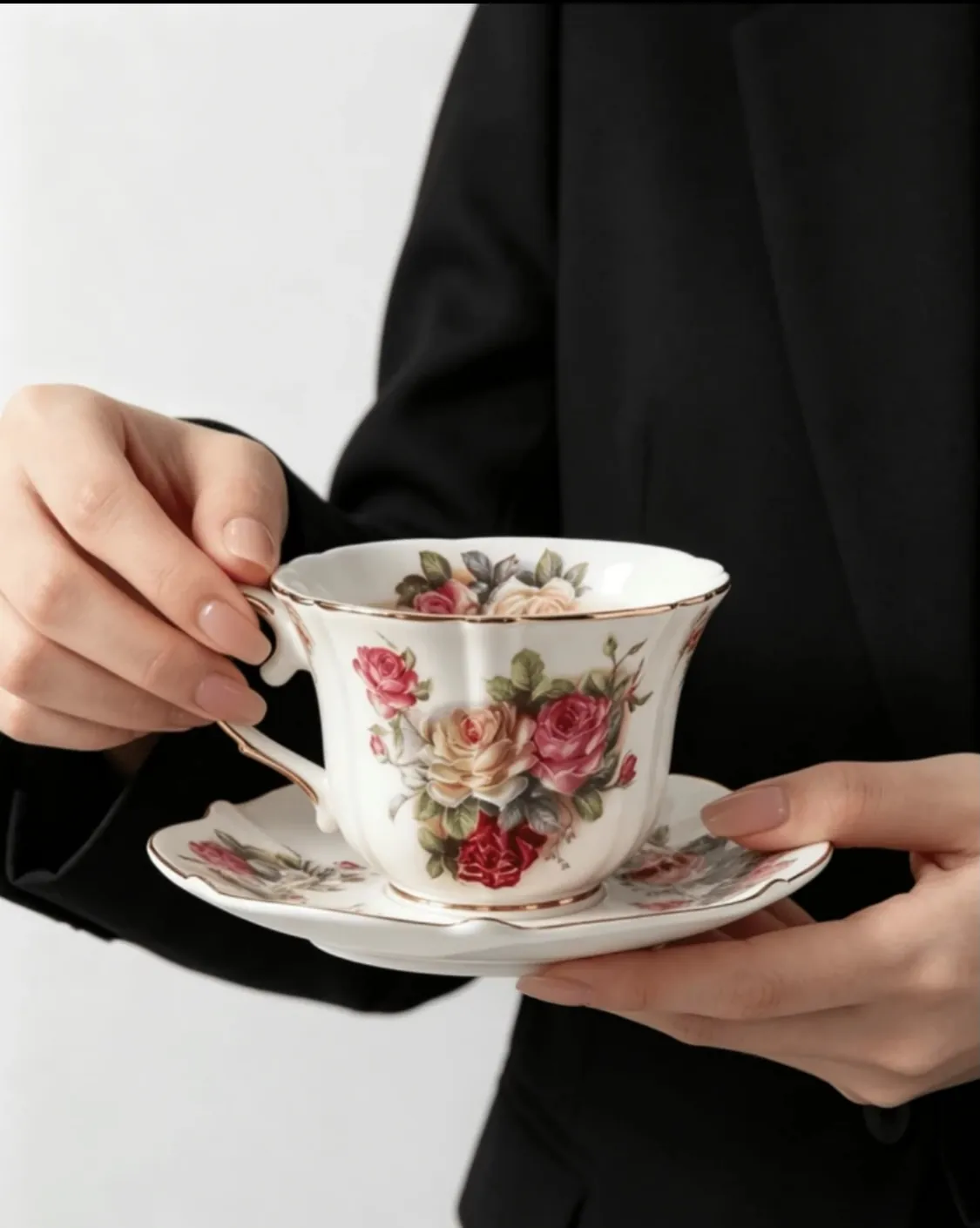 Floral Design Cup and Saucer Set