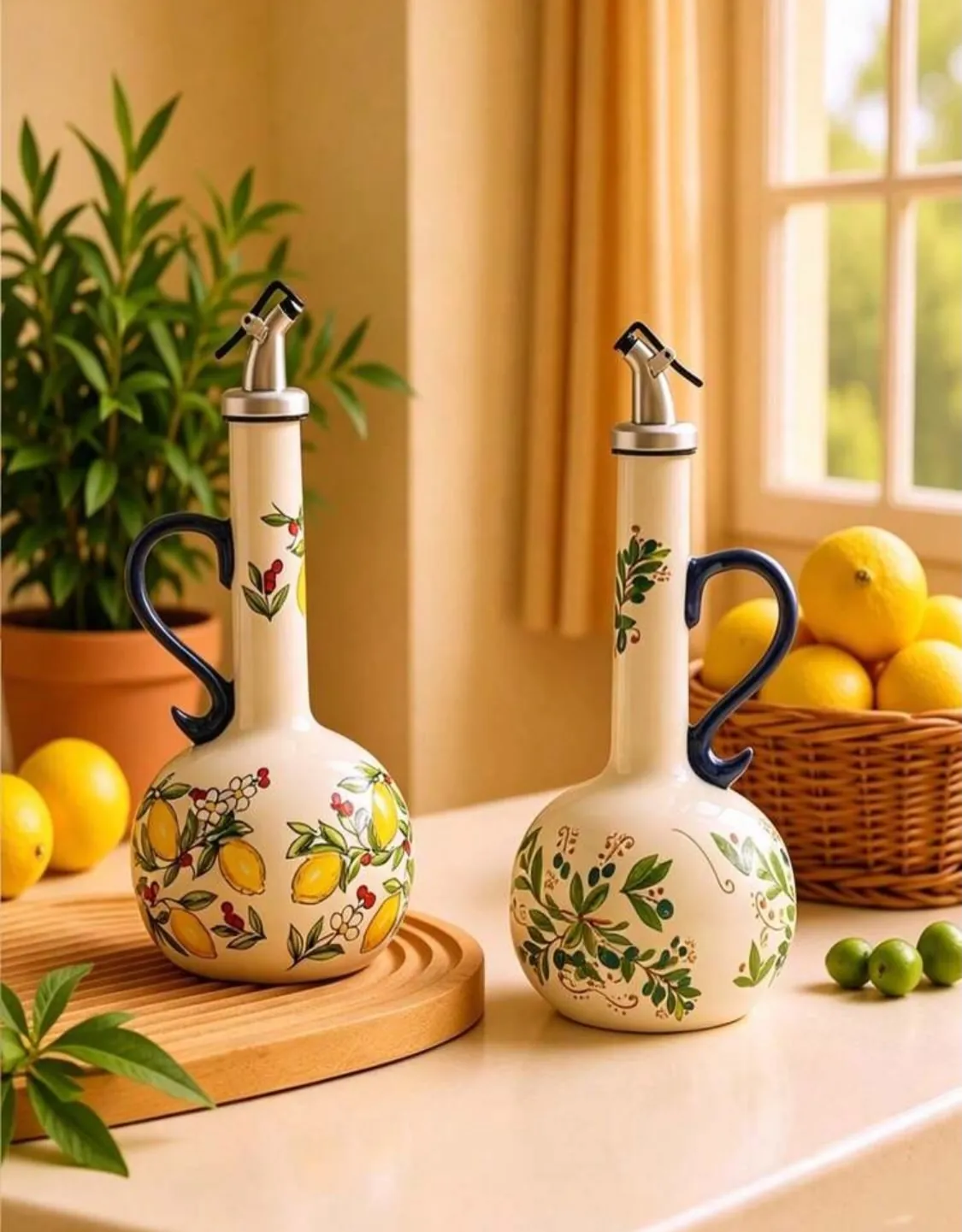 Decorative Oil and Vinegar Dispenser Set