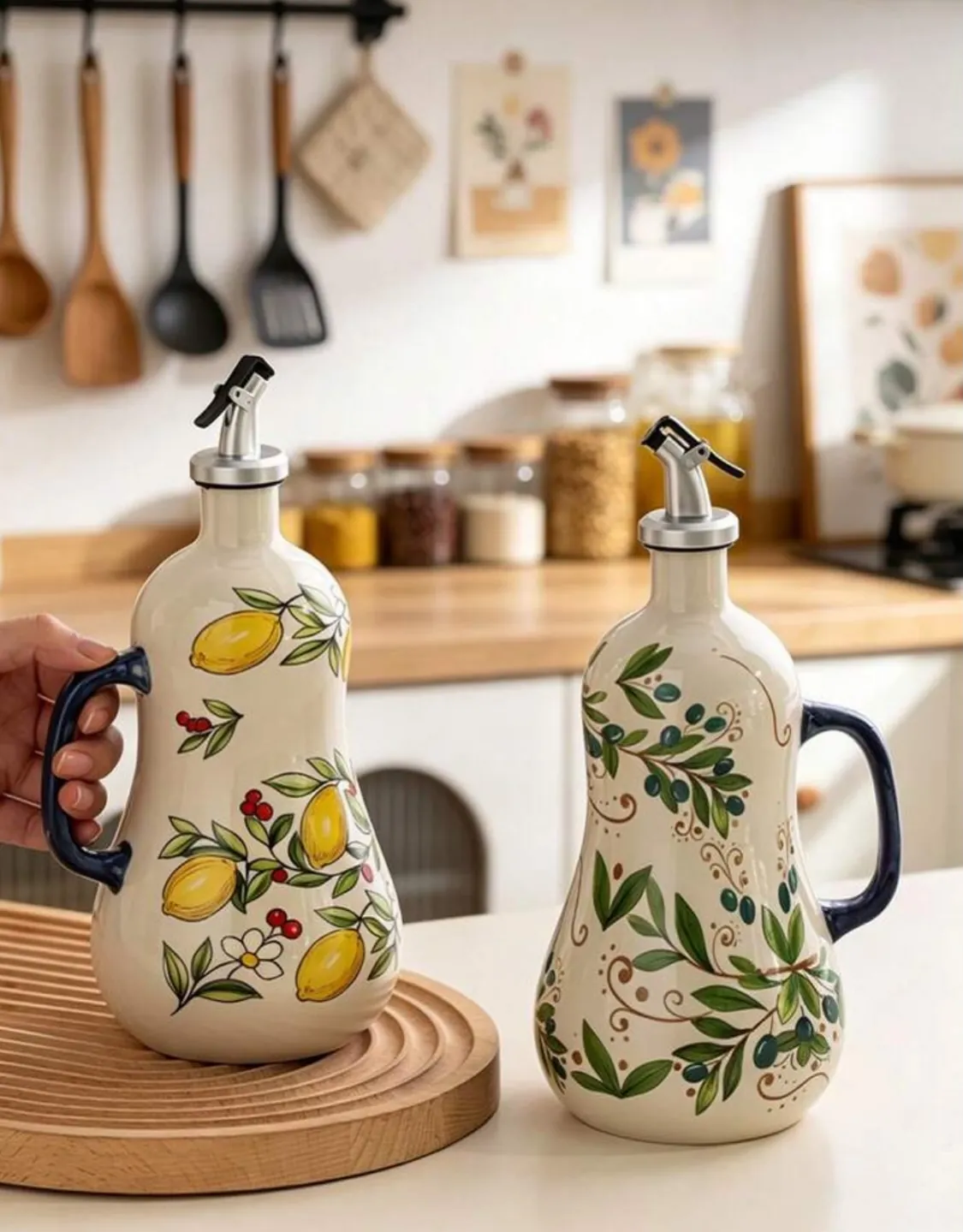 Decorative Oil and Vinegar Dispenser Set